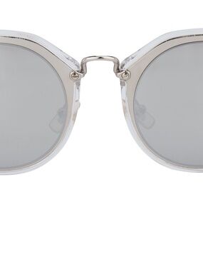 Miu Miu Clear Round Sunglasses with Silver Accents